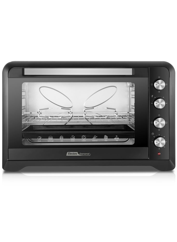 Electro General - Electric Oven 100 Ltr, 2800W, Rotisserie Function, Adjustable Temperature (100-230°C), 120-Min Timer with Bell Ring, Double glass door, Durable Stainless Steel Heating Elements, Indication Light 100L Large capacity and power full power 2800W SVN-100RML Black - Image 1