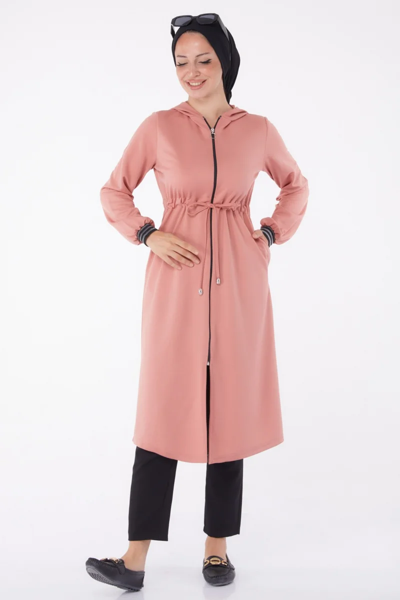 Tofisa Plain Hooded Collar Women's Pink Cape - 13050