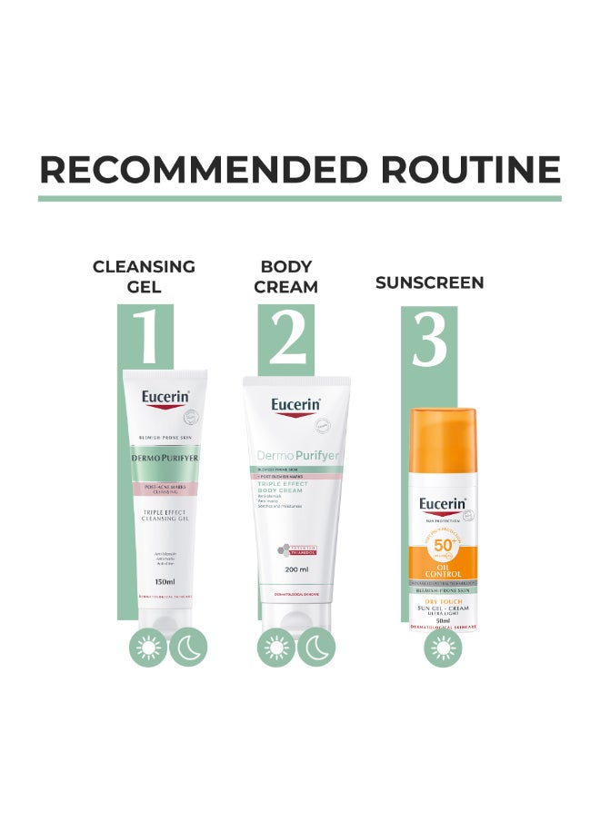 Dermopurifyer Triple Effect Body Cream, Anti-Blemish And Anti-Marks, Soothes And Moisturizes 200Ml
