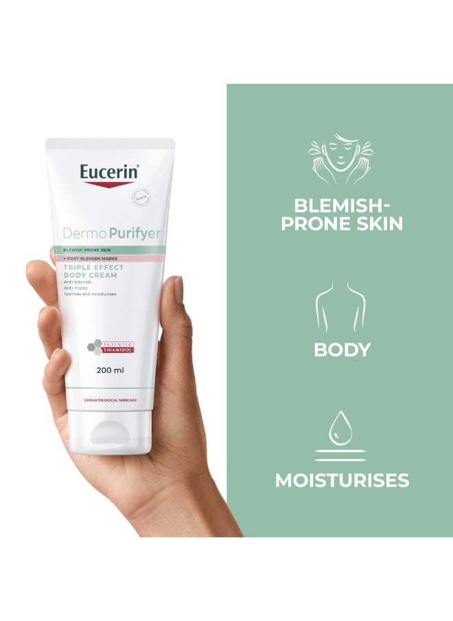 Dermopurifyer Triple Effect Body Cream, Anti-Blemish And Anti-Marks, Soothes And Moisturizes 200Ml