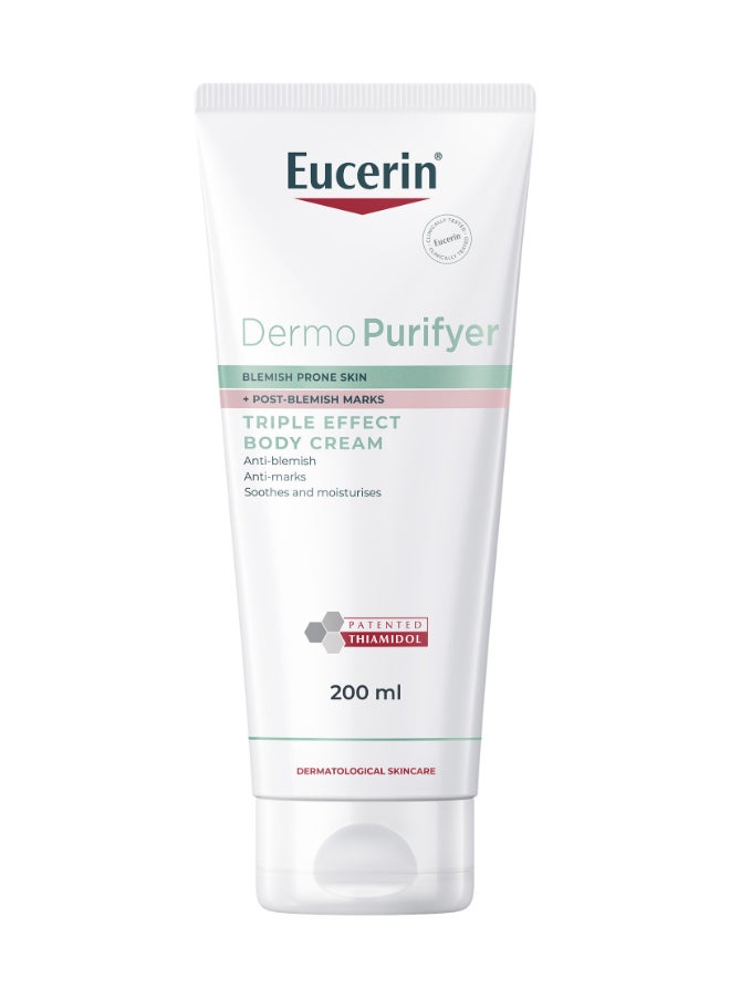 Eucerin Dermopurifyer Triple Effect Body Cream, Anti-Blemish And Anti-Marks, Soothes And Moisturizes 200Ml  - Image 1