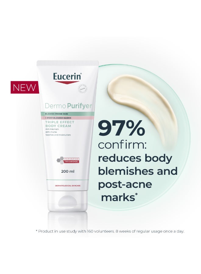 Eucerin Dermopurifyer Triple Effect Body Cream, Anti-Blemish And Anti-Marks, Soothes And Moisturizes 200Ml - Image 2