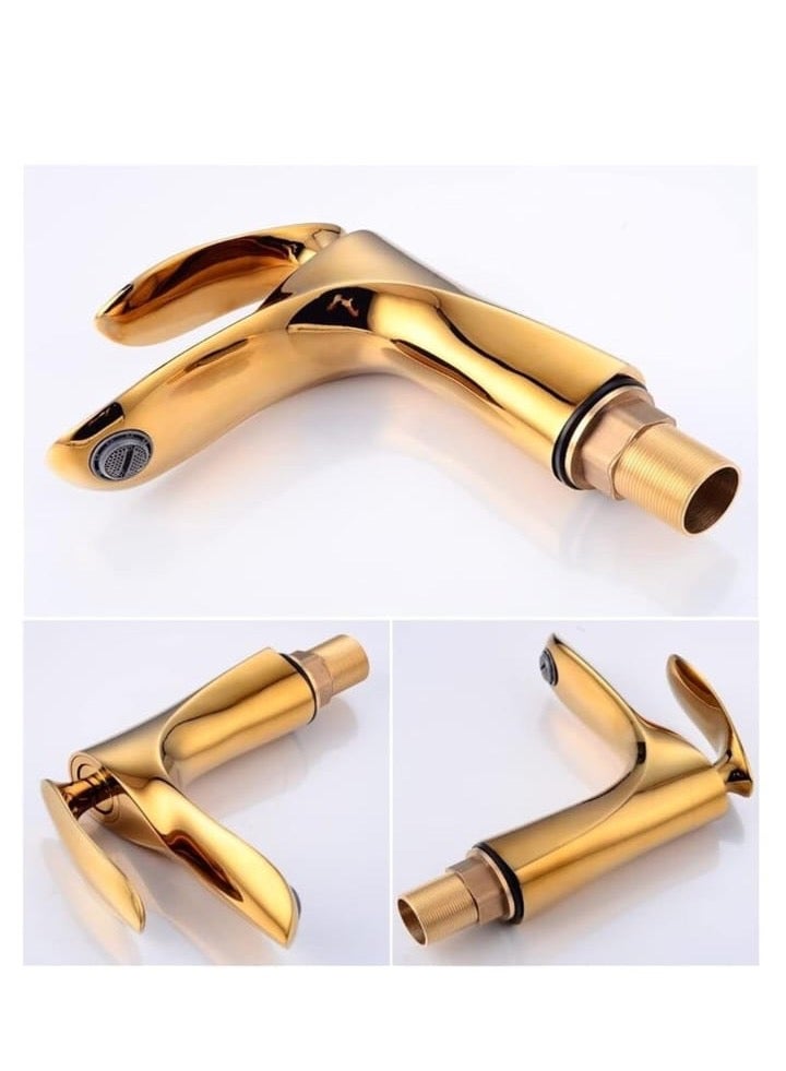 Luxury Gold Bathroom Basin Faucet – Single Handle Waterfall Mixer Tap for Sink – Modern Brass Finish - Image 2