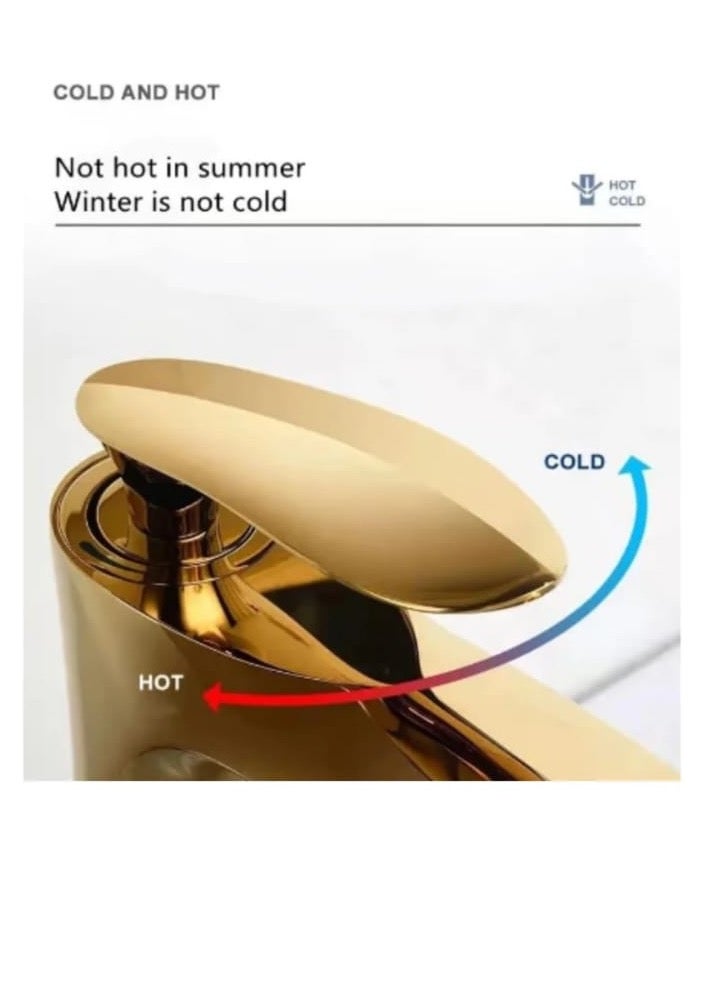 Luxury Gold Bathroom Basin Faucet – Single Handle Waterfall Mixer Tap for Sink – Modern Brass Finish - Image 5