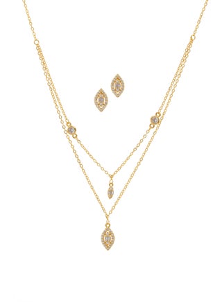 Two layer necklace and earring set