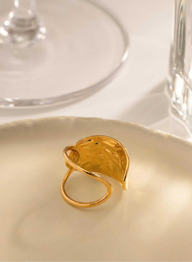 إيكوال خاتم نسائي من الاستانلس ستيل مطلي باللون الذهبي بمقاس موحد - Image 4