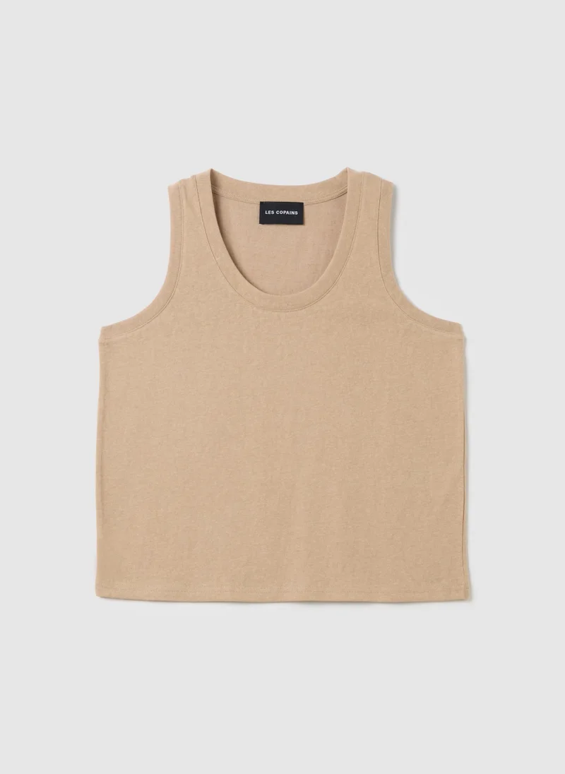 Ovs OVS Beige Tank Top In Cotton And Polyester Blend Les Copains Housebrand