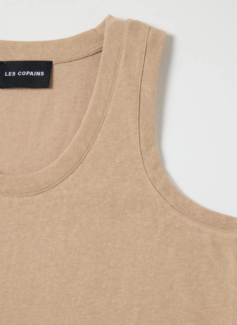 Ovs OVS Beige Tank Top In Cotton And Polyester Blend Les Copains Housebrand