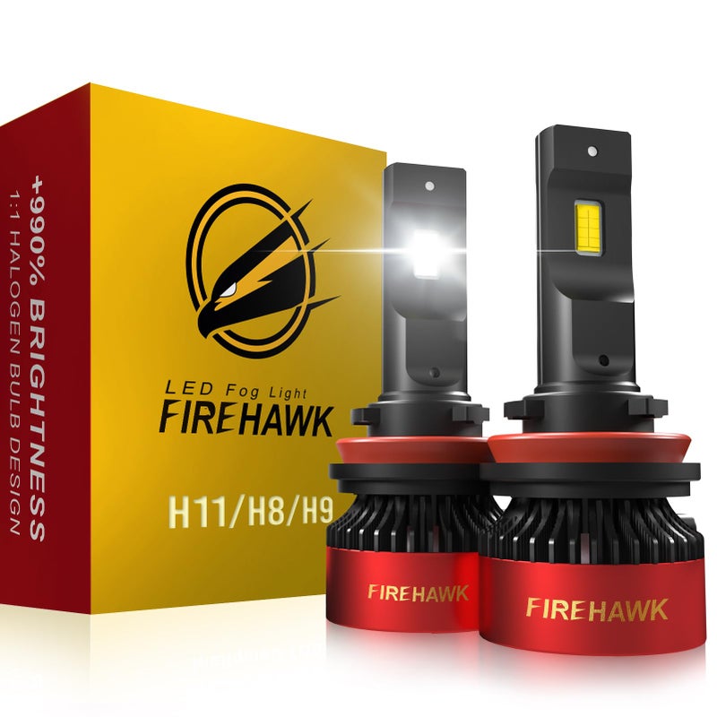 Firehawk H11/H8/H9/H16 Bulbs 70000LM Pure White 6000K Plug & Play IP68 Waterproof Fog Light, Pack of 2 - Image 1