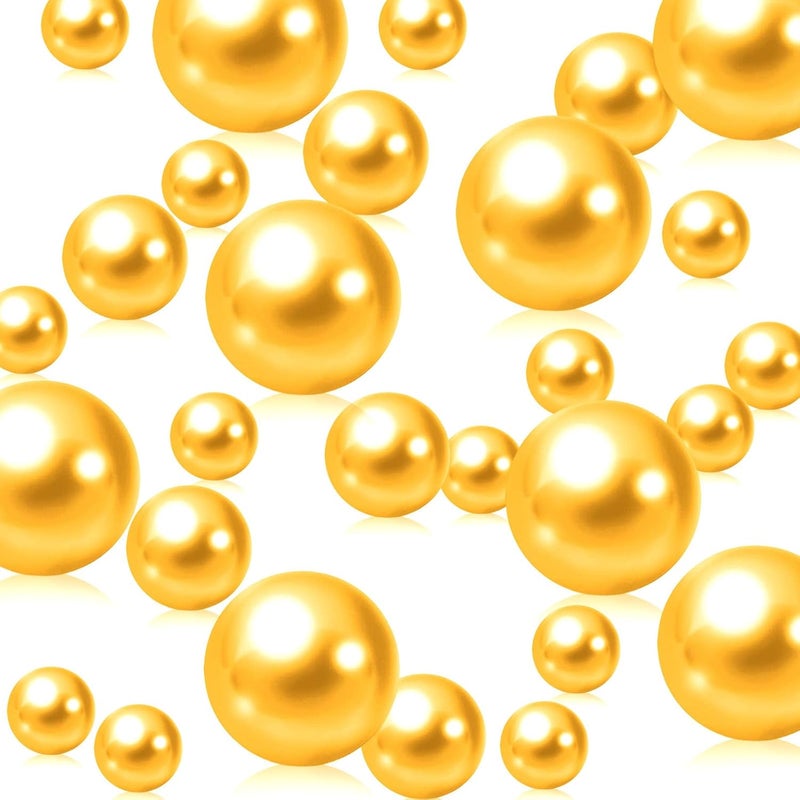Luerbi Golden Yellow Vase Filler Decor | Golden Yellow Floating Pearls | 150 PCS Golden Yellow Pearls Bead for Centerpieces Vases, No Hole Beads | 8/14/20 mm Floating Beads | Pearl Vase Filler Party Decor - Image 1