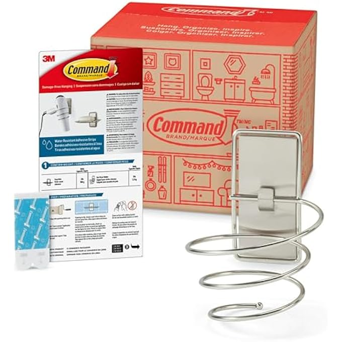 Command Hair Dryer Holder Satin Nickel Bath39Snna - Image 2
