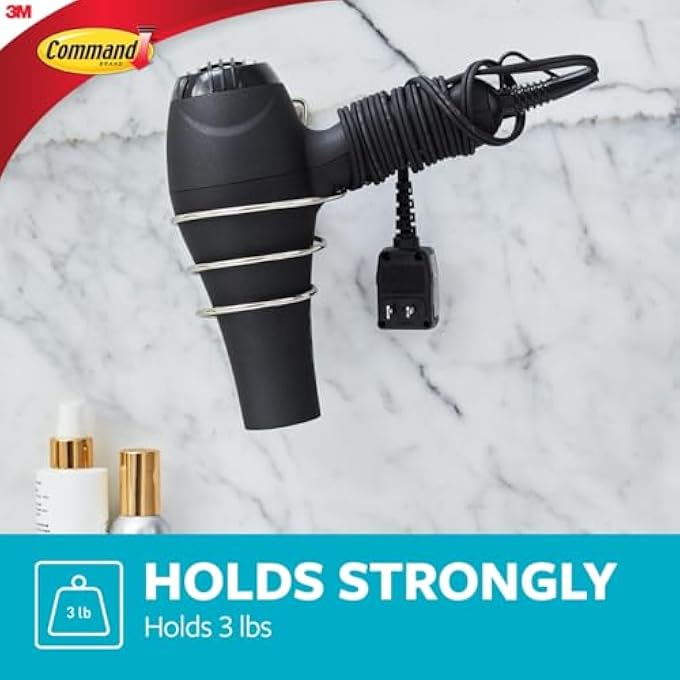 Command Hair Dryer Holder Satin Nickel Bath39Snna - Image 4