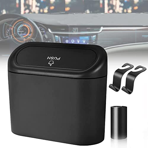Tulsondai Car Trash can mini Trunk Push Hanging Portable car Trash can with 2 Automatic Hooks and Disposable Trash Bags Suitable for car Home Office - Image 1