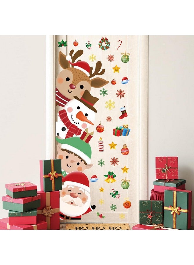 Demonwer 44.88 x 15.75 Inch Christmas Door Decals Christmas Santa Claus Elk Snowman Door Sticker Decor for Holiday Christmas Kids Baby Nursery Playroom Bedroom Classroom Kindergarten Holiday Wall Decor - Image 3