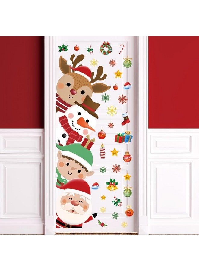Demonwer 44.88 x 15.75 Inch Christmas Door Decals Christmas Santa Claus Elk Snowman Door Sticker Decor for Holiday Christmas Kids Baby Nursery Playroom Bedroom Classroom Kindergarten Holiday Wall Decor - Image 2