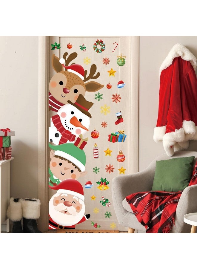 Demonwer 44.88 x 15.75 Inch Christmas Door Decals Christmas Santa Claus Elk Snowman Door Sticker Decor for Holiday Christmas Kids Baby Nursery Playroom Bedroom Classroom Kindergarten Holiday Wall Decor - Image 4