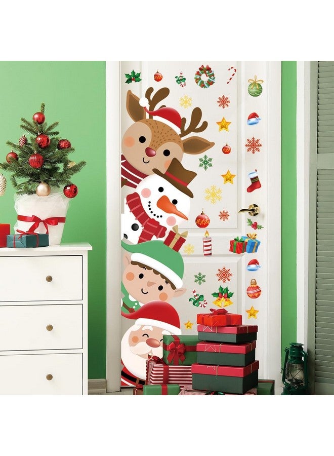 Demonwer 44.88 x 15.75 Inch Christmas Door Decals Christmas Santa Claus Elk Snowman Door Sticker Decor for Holiday Christmas Kids Baby Nursery Playroom Bedroom Classroom Kindergarten Holiday Wall Decor - Image 5