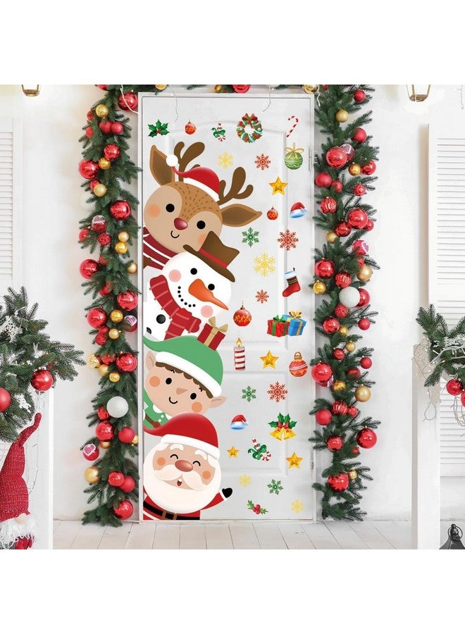 Demonwer 44.88 x 15.75 Inch Christmas Door Decals Christmas Santa Claus Elk Snowman Door Sticker Decor for Holiday Christmas Kids Baby Nursery Playroom Bedroom Classroom Kindergarten Holiday Wall Decor - Image 1