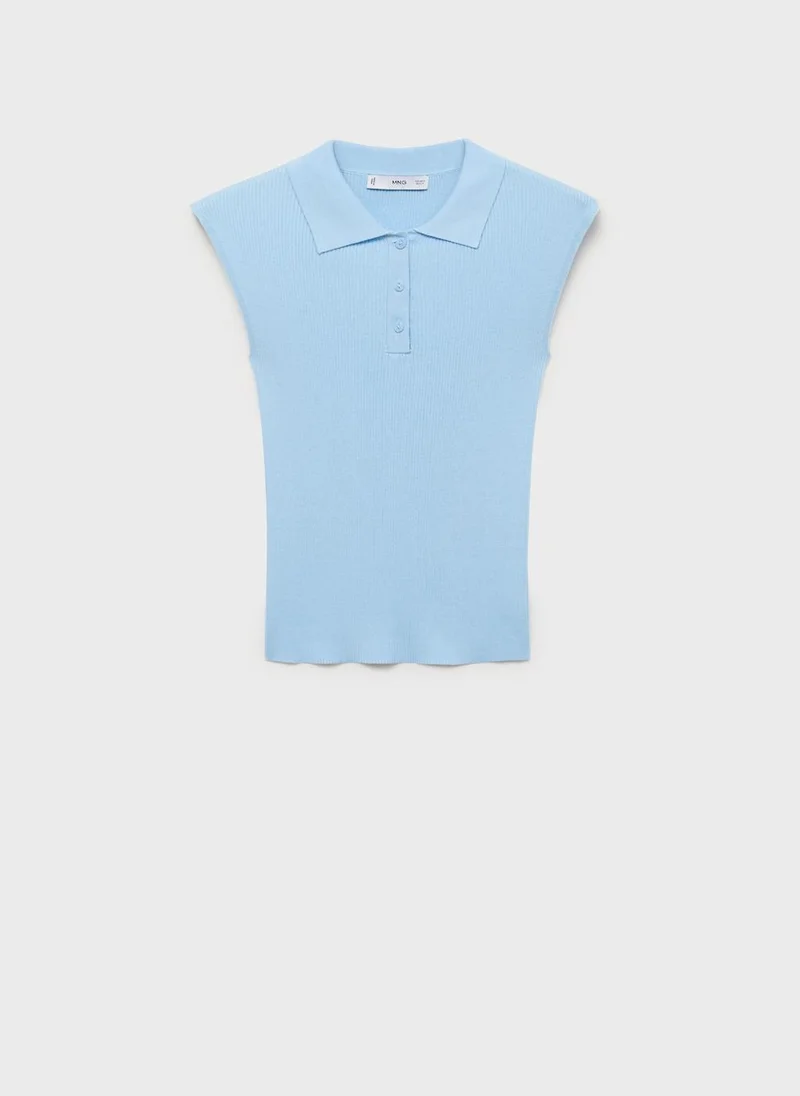 مانجو بلوزة بياقة بولو محبوكة