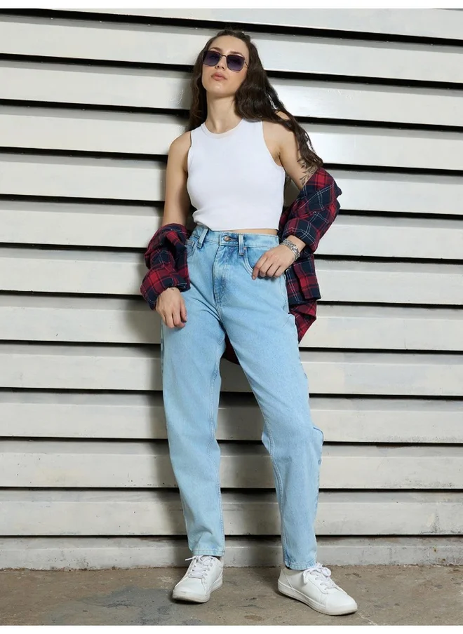 هاي ستار High Star High Rise Mid Wash Regular Fit Jeans