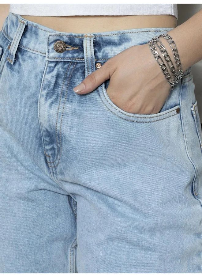 هاي ستار High Star High Rise Mid Wash Regular Fit Jeans