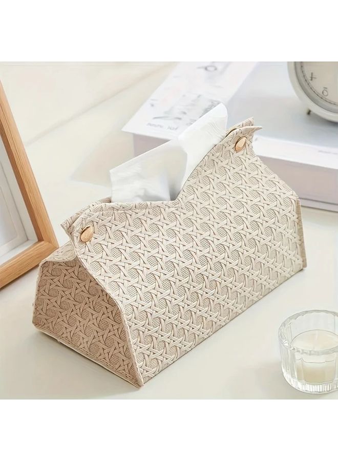 Black Woven Fabric Tissue Box Cover For Home And Office Decoration - Image 2