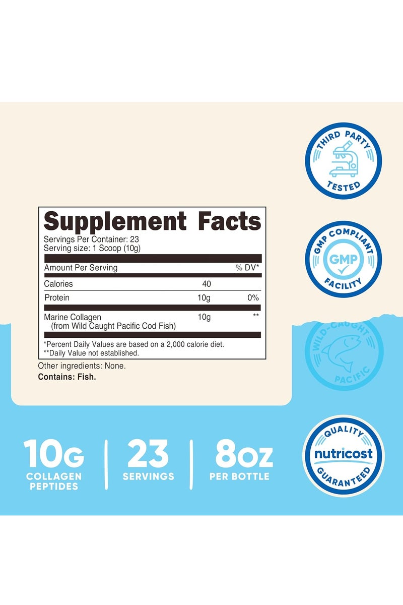 Nutricost Marine Collagen Powder Wild Caught 8oz Unflavoured - Image 2