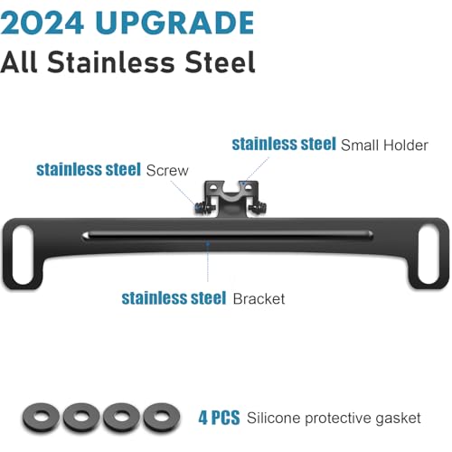 Pixelman Universal Car Rear View Camera License Plate Bracket,Upgraded Full Stainless Steel Backup Camera Mount Dash Cam Mirror Camera Accessory Rear Camera Mount,Only Installation Holder for Back Up Camera - Image 3