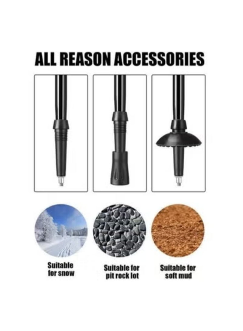 عصا رحلات قابلة للطي قابلة للتعديل عصا تلسكوبية للمشي لمسافات طويلة والتخييم والمشي - Image 4