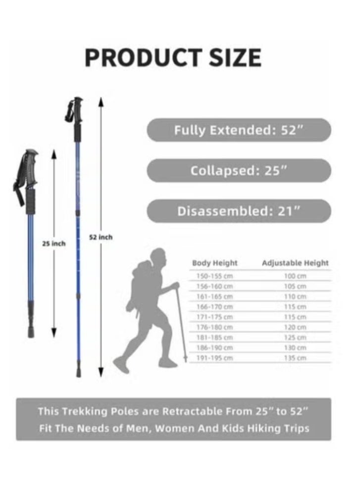 عصا رحلات قابلة للطي قابلة للتعديل عصا تلسكوبية للمشي لمسافات طويلة والتخييم والمشي - Image 2