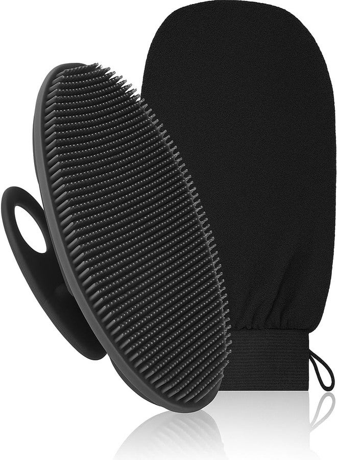LISHER Combo of exfoliating bath glove and silicone body brush for deep cleansing Removes dead skin, dirt, and impurities gently. Improves blood circulation and stimulates skin Durable, reusable, and easy to clean. Suitable for men, women, and all skin types. - Image 1