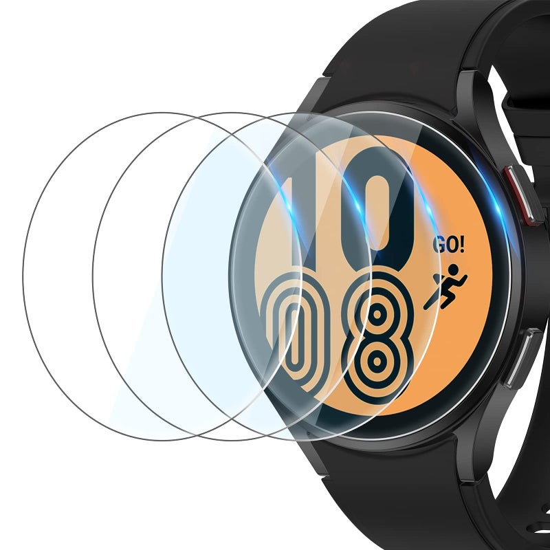 AWH Samsung Galaxy Watch 4 44mm 4-Pack Tempered Glass Screen Protector, HD Protective Film, No Bubbles, Anti-Scratch - Image 1