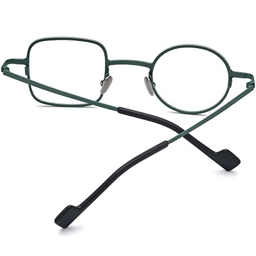 FONEX Colorful Titanium Glasses Frame Men Left Round Right Square Optical Eyeglasses Women F85747 (F85747 Grey Green) - Image 4