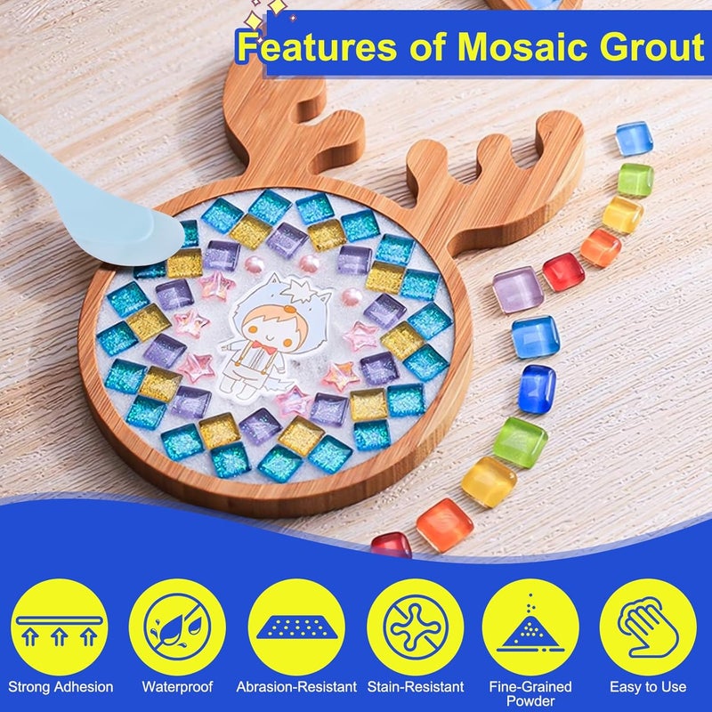 Karidge Mosaic Crystal Grout Kit with Scraper, Mosaic Crystal Sealant, Handmade Decorate Tessellated Coasters, No Need to add Water, Perfect for DIY Craft Projects & Tile Accessories (Translucent, 14oz) - Image 2