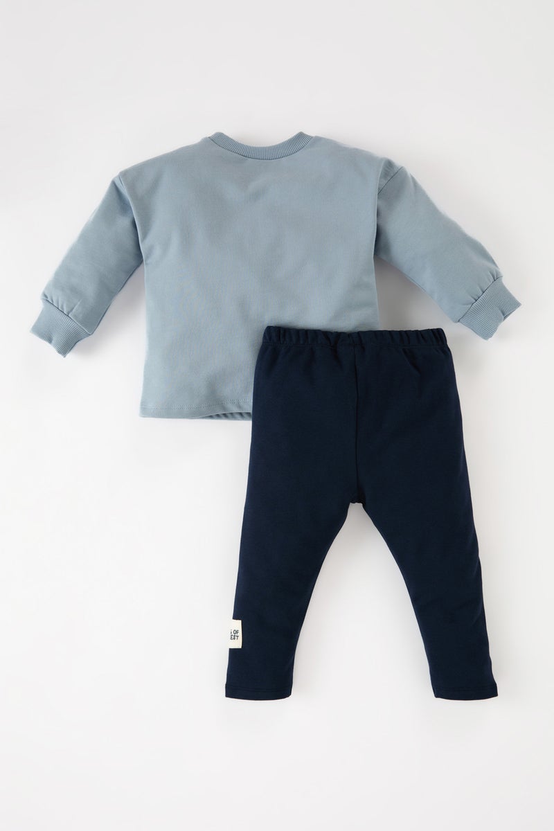 DeFacto Baby Boy Printed Sweatshirt Sweatpants 2 Piece Set - Image 4