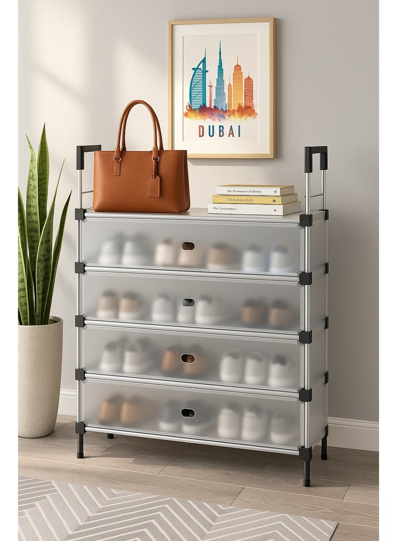 RACK STORE 5 Layer Closed Cupboard Shoe Rack with 4 Doors & Top Shelf – Shoe Organizer for entryway and Bedroom| Dust-Proof, Durable & Spacious Shoe Cabinet - Image 1