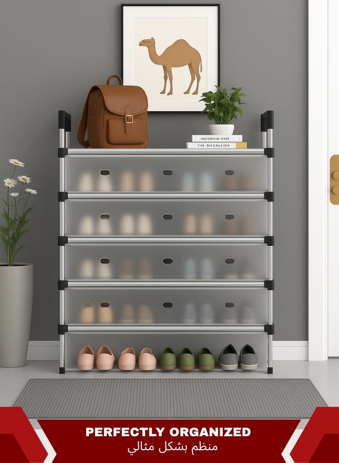 RACK STORE 5 Layer Closed Cupboard Shoe Rack with 4 Doors & Top Shelf – Shoe Organizer for entryway and Bedroom| Dust-Proof, Durable & Spacious Shoe Cabinet - Image 4