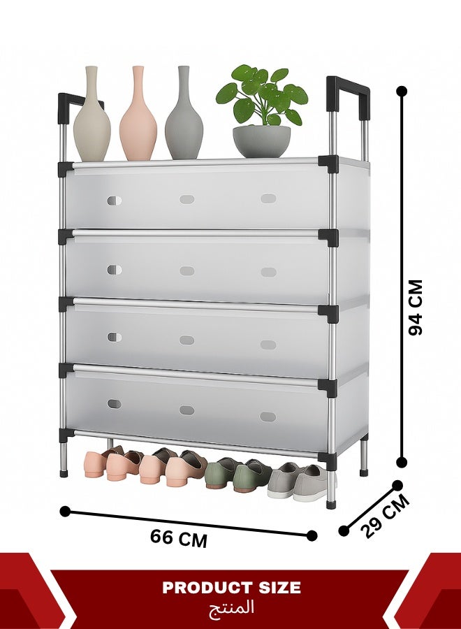 RACK STORE 5 Layer Closed Cupboard Shoe Rack with 4 Doors & Top Shelf – Shoe Organizer for entryway and Bedroom| Dust-Proof, Durable & Spacious Shoe Cabinet - Image 2