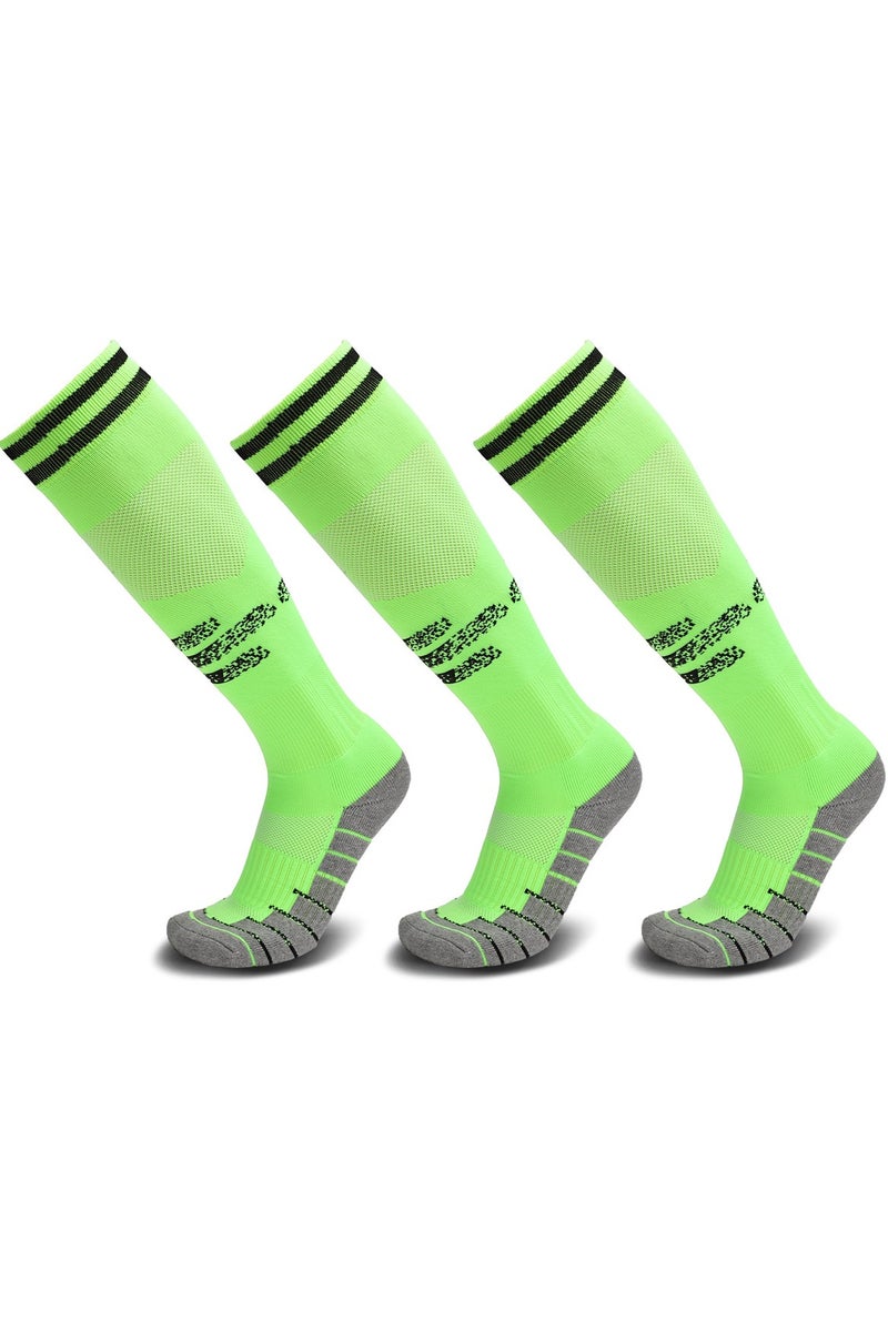 SKY WING Soccer Socks, Sport Knee High Socks Calf Compression Athletic Socks for Mens and Women Running&Training Football Thickening Keep Warm Sock-Green-3 Pair - Image 1