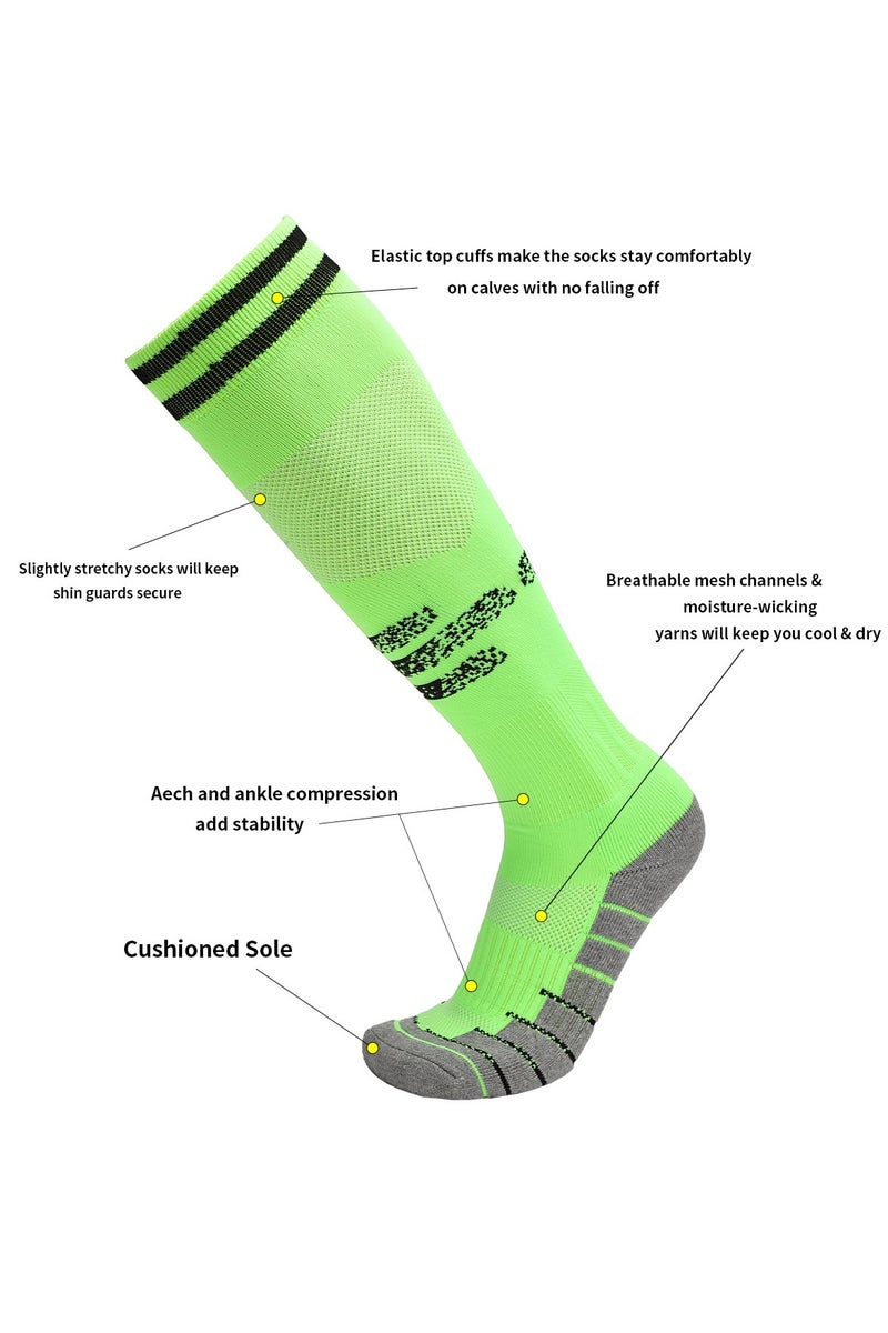 SKY WING Soccer Socks, Sport Knee High Socks Calf Compression Athletic Socks for Mens and Women Running&Training Football Thickening Keep Warm Sock-Green-3 Pair - Image 3