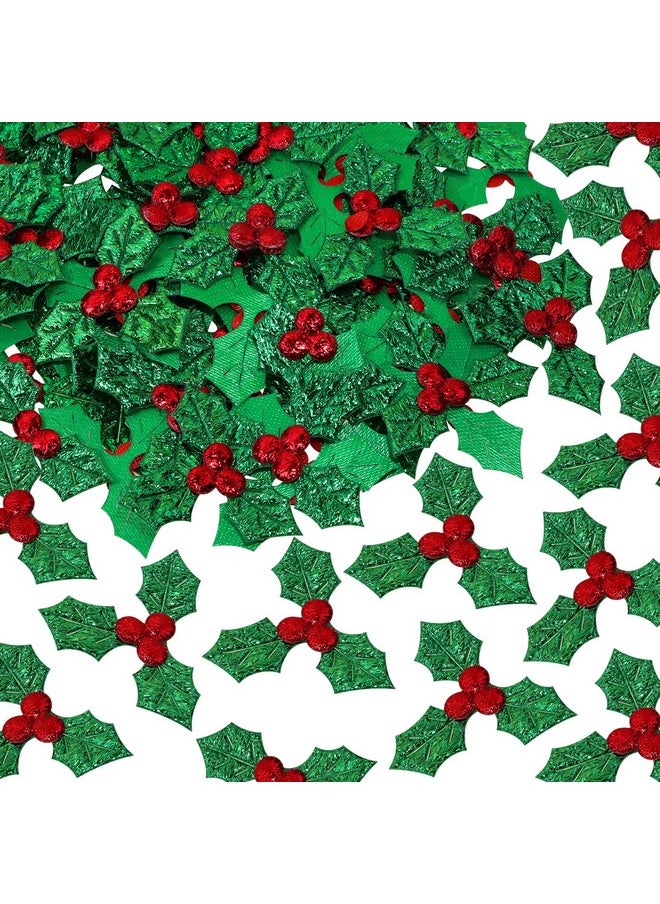 PENTA ANGEL Leaf Penta Angel 100Pcs Small Christmas Holly Berries Craft Decoration Sequins Embellishments For Diy Holiday Wreath Arrangement Gift Tags And Card Making (Green)  - Image 1