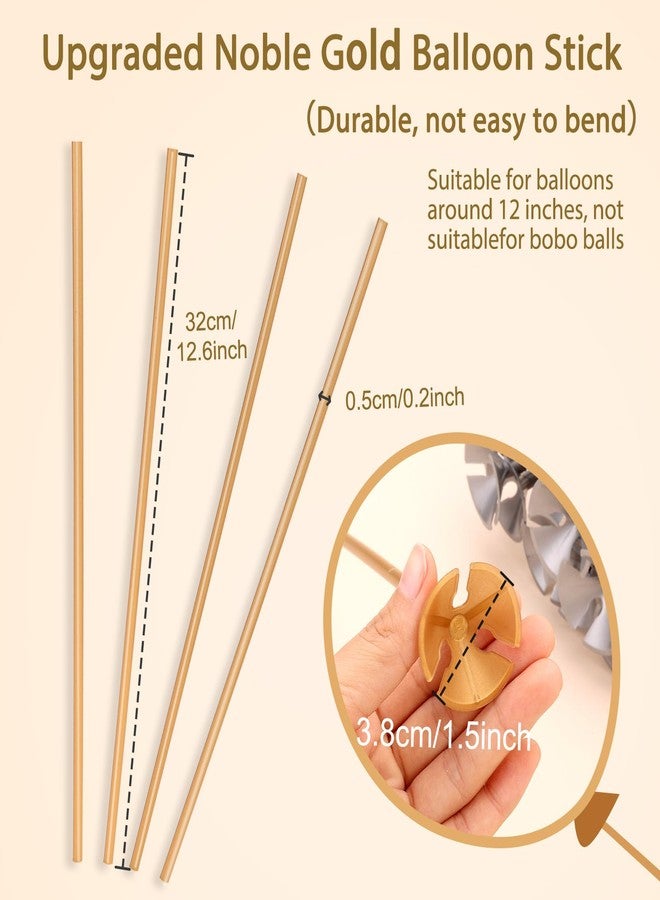 PP OPOUNT 35 PCS Balloon Sticks, 12.6 inches Gold Balloon Sticks with Cups, Plastic Balloon Sticks for Birthday, Party, Anniversary, Wedding Decoration, Balloon Sticks for Centerpieces - Image 2