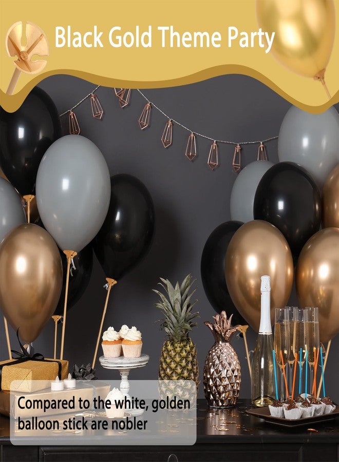 PP OPOUNT 35 PCS Balloon Sticks, 12.6 inches Gold Balloon Sticks with Cups, Plastic Balloon Sticks for Birthday, Party, Anniversary, Wedding Decoration, Balloon Sticks for Centerpieces - Image 4