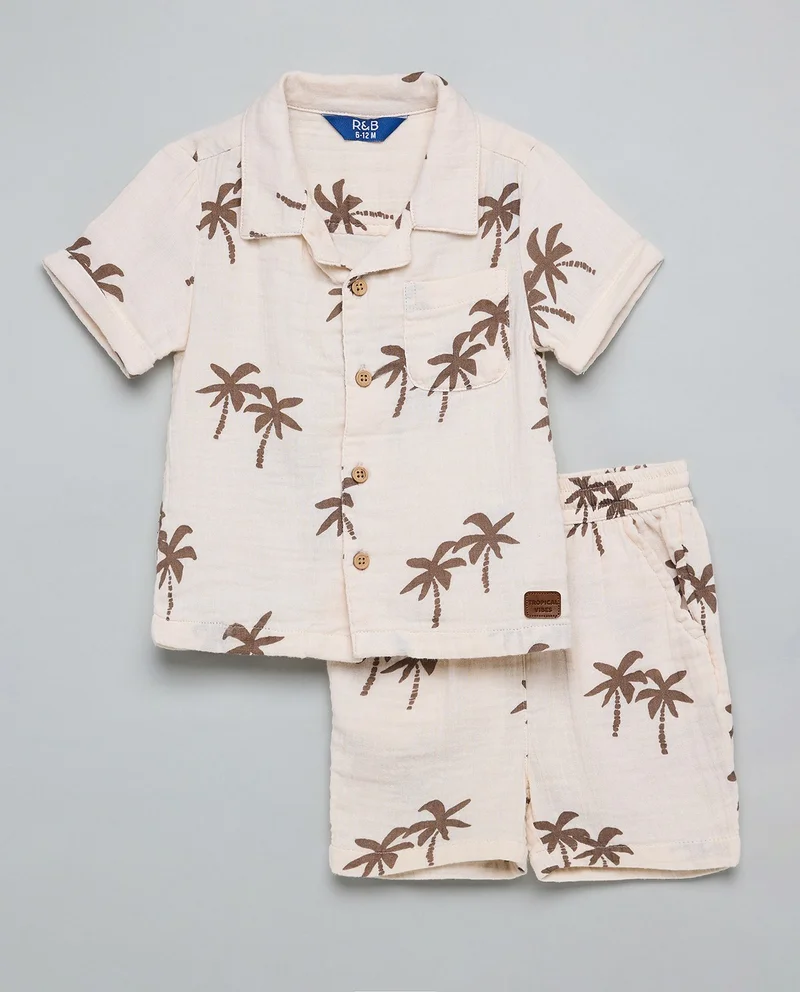 R&b Printed Shirt and Shorts Set