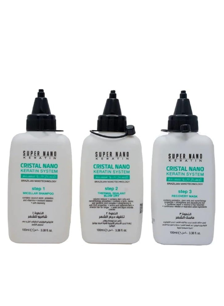 SUPER NANO KERATIN SUPER NANO CRISTAL NANO BRAZILIAN NANOTECHNOLOGY 3*100ML - Image 2