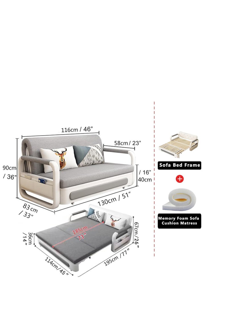 Generic Sofa Bed, Sleeper Sofa, 2 in 1 Pull Out Couch Bed with Storage Chaise for Living Room, Sofa Sleeper with Pull Out Bed, Futon Folding Sofa Bed, Cozy Sofa Turns Bed, Linen Couch  - Image 2