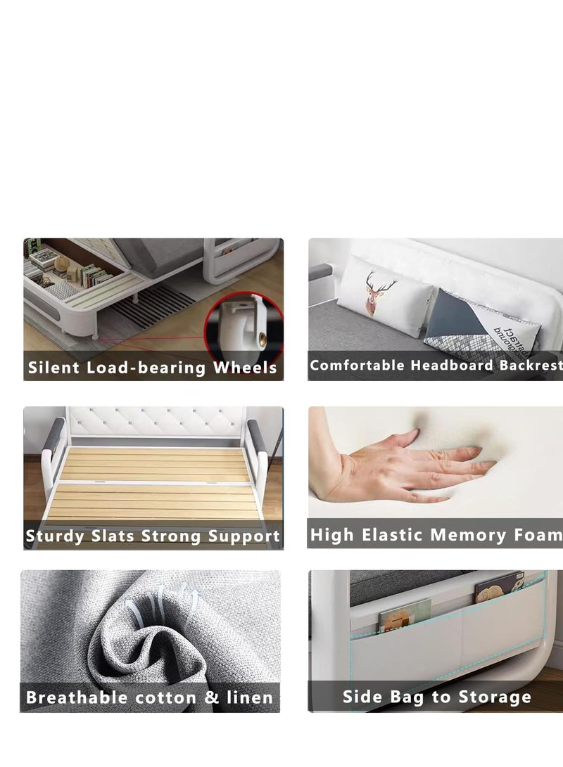 Generic Sofa Bed, Sleeper Sofa, 2 in 1 Pull Out Couch Bed with Storage Chaise for Living Room, Sofa Sleeper with Pull Out Bed, Futon Folding Sofa Bed, Cozy Sofa Turns Bed, Linen Couch  - Image 5