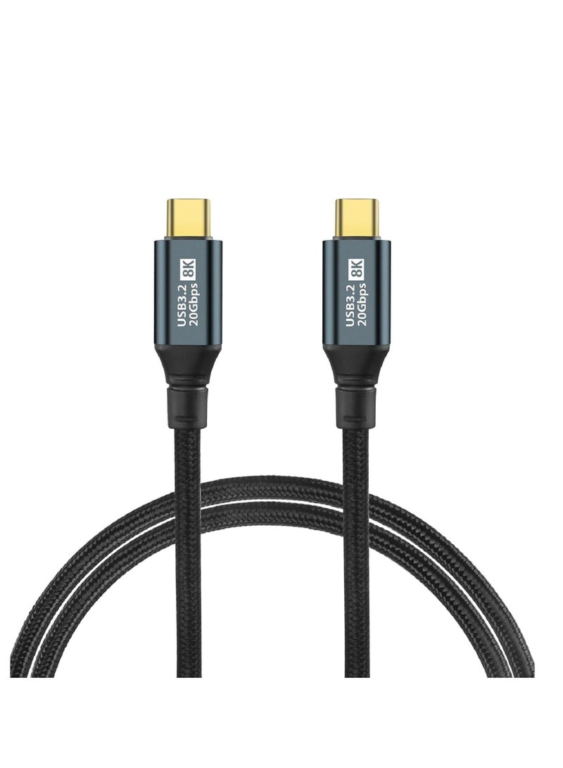 BD Fast Charging Cable - Data Cord - USB C to Type C - USB 3.2 - 3G - Thunderbolt 3 - i-Marker Chip - 20 Gbps - 8K@60Hz - 20V/5A - 100W - 0.5m - Black