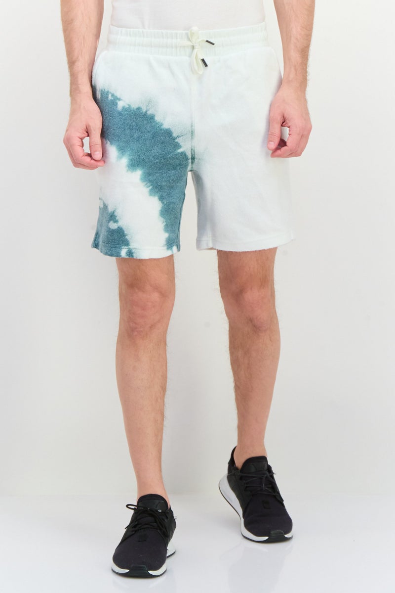 Feat Men Tie Dye Basic Shorts, White - Image 1