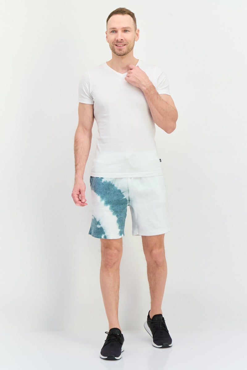 Feat Men Tie Dye Basic Shorts, White - Image 4